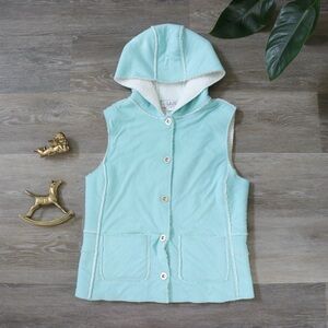 Sherpa lined mint blue hooded vest